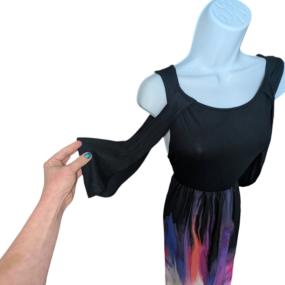 NWOT Artistic Cold Shoulder Draped Sleeve Midi Dress - Picture 5 of 6